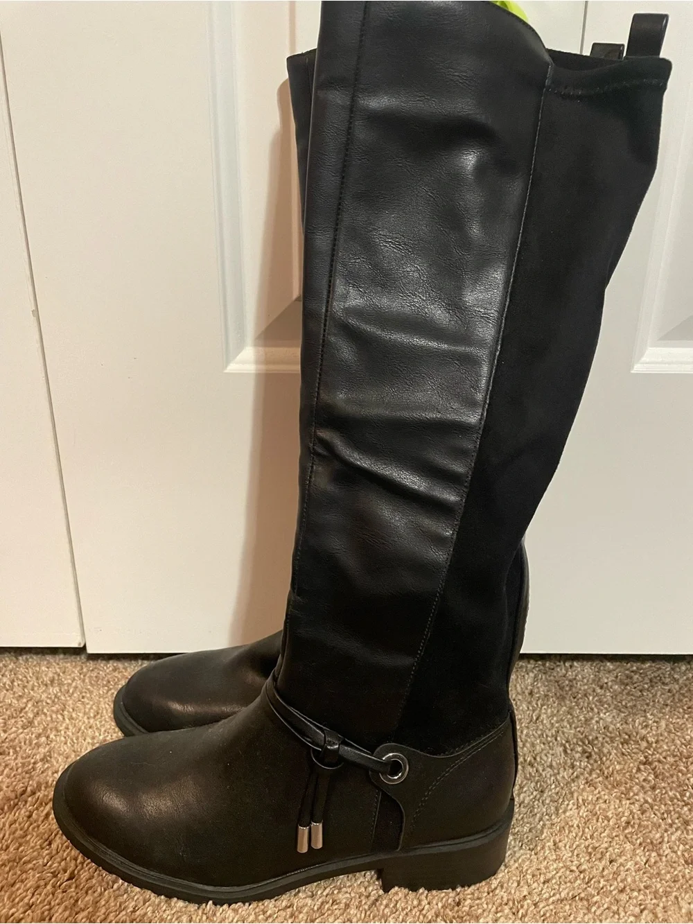 Style & Co. Black Knee-High Riding Boots with Buckle Detail